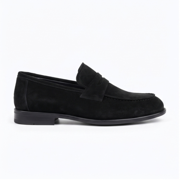Alvin : Mocassins en daim noir pour hommes
